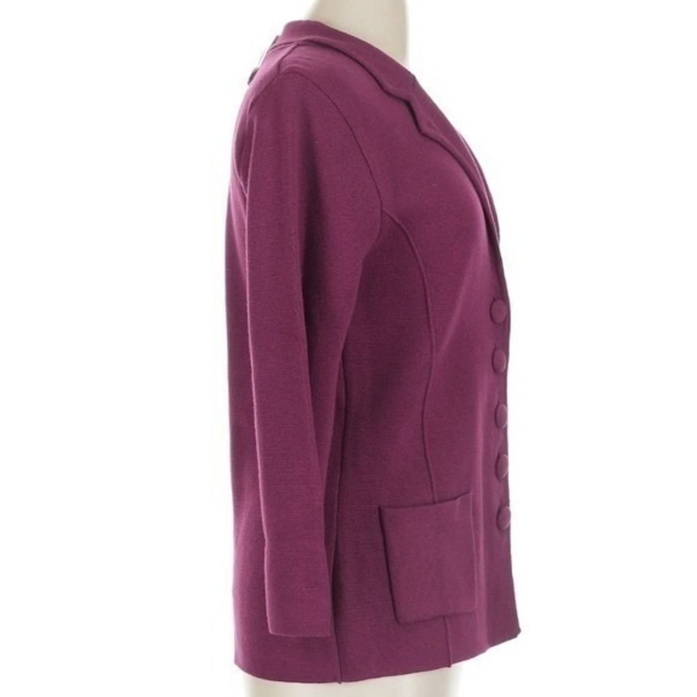 Grace Milano Cardigan Women Large Magenta Purple Cotton Knit Blazer Button Front - Picture 4 of 7
